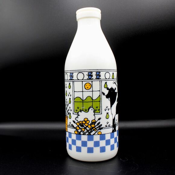 Vintage 1984 Glass Milk Bottle Jug by Alan Wood for Lillian Vernon Made in Italy - Picture 3 of 9